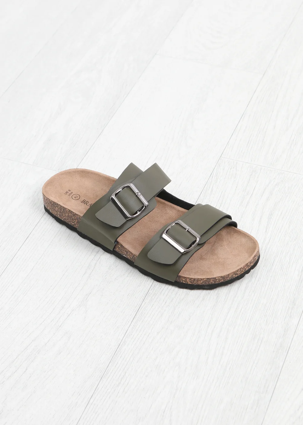 Brave Soul Khaki Faux Leather Buckle Strap Cork Sandals - 6 Image 2