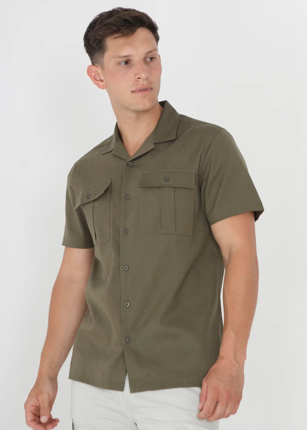 Brave Soul Khaki Short Sleeve Shirt - S Image 1