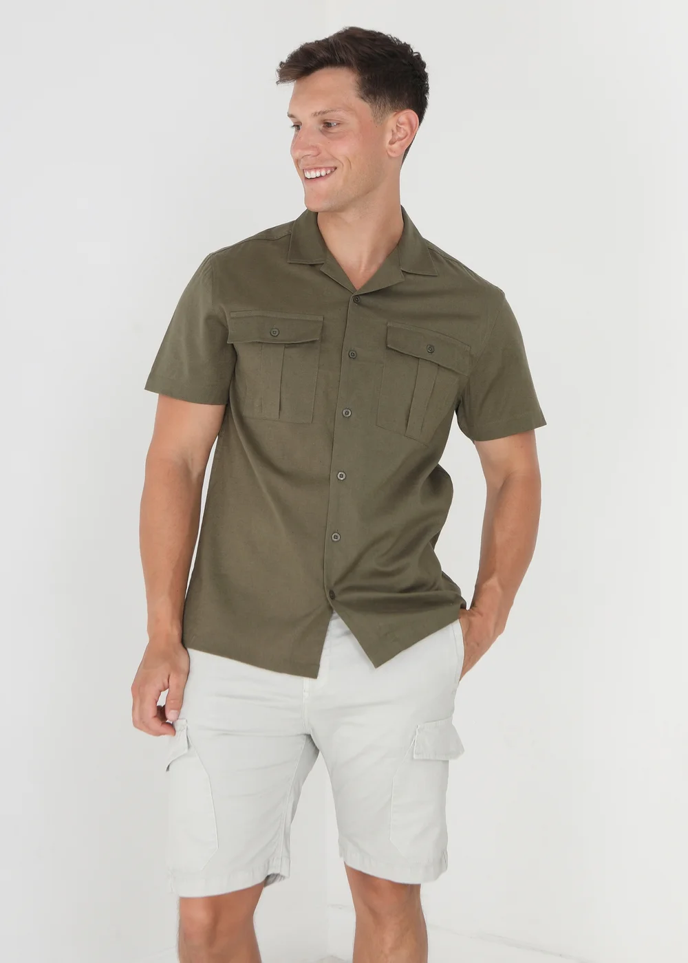 Brave Soul Khaki Short Sleeve Shirt - S Image 3
