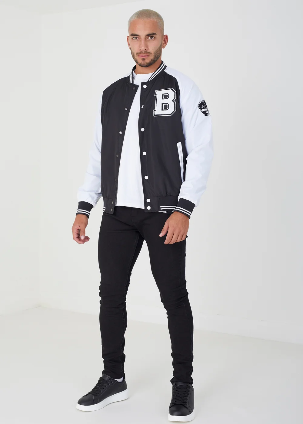 Brave Soul Black Varsity Bomber Jacket - S Image 3