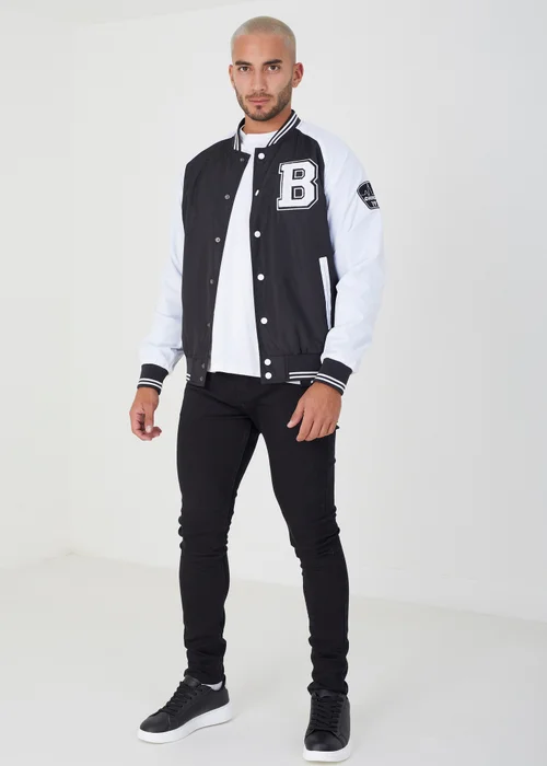 Brave Soul Black Varsity Bomber Jacket - S Image 3