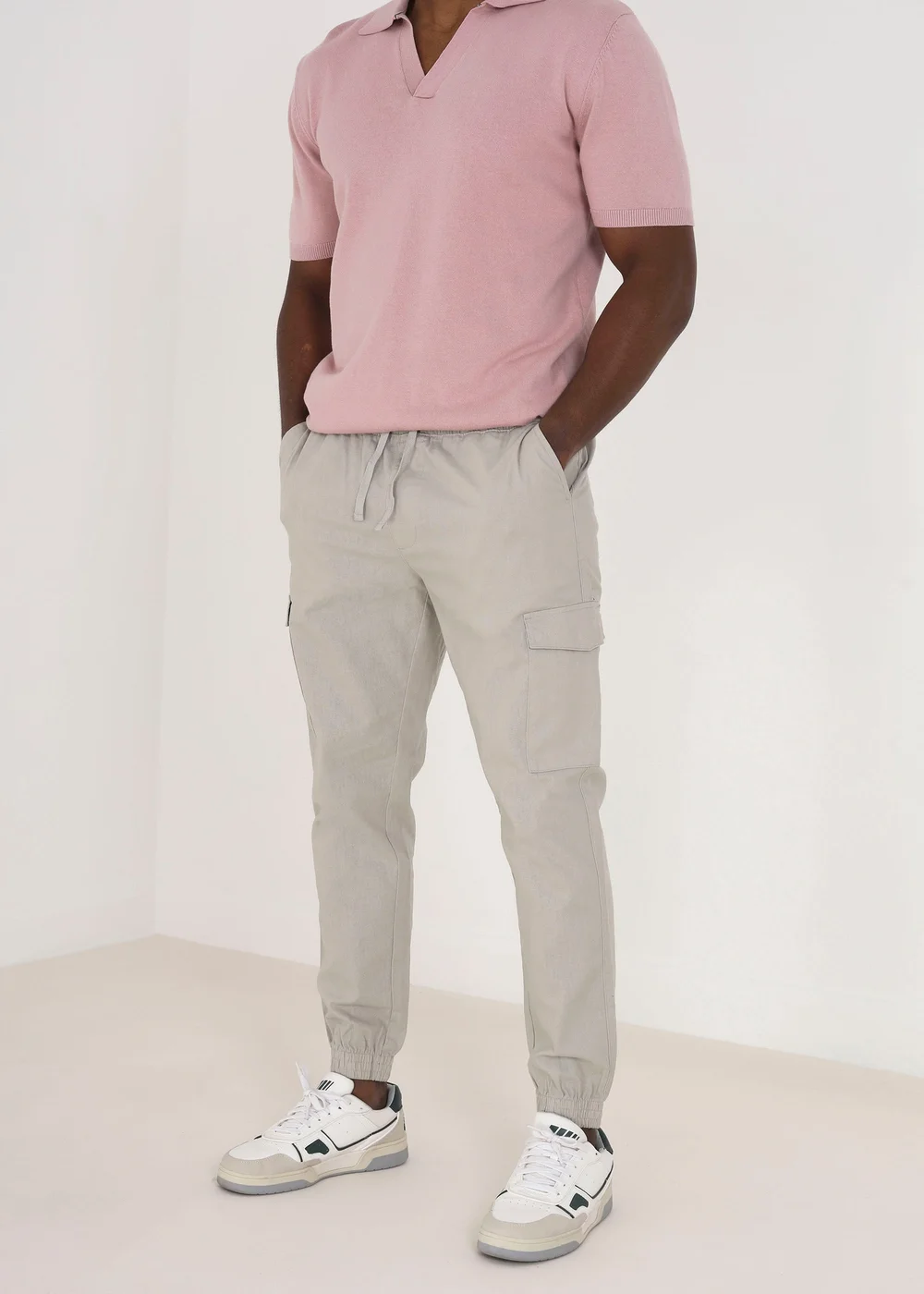 Brave Soul Stone Cotton Linen Blend Cargo Trousers - 30/L32 Image 1