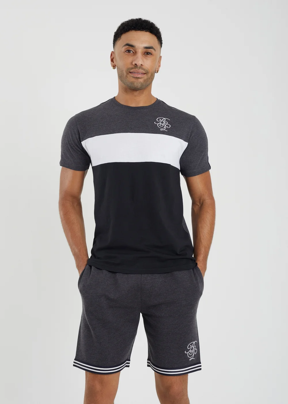 Brave Soul Charcoal T-Shirt and Shorts Set - Medium Image 1