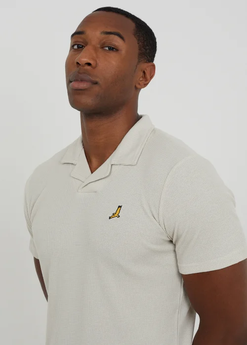Brave Soul Sand Cotton Blend Waffle Polo Shirt - S Image 4