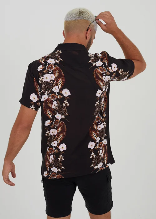 Brave Soul Black Revere Collar Print Shirt - S Image 2