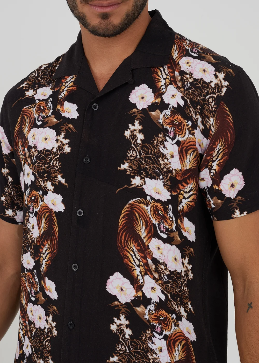 Brave Soul Black Revere Collar Print Shirt - S Image 3