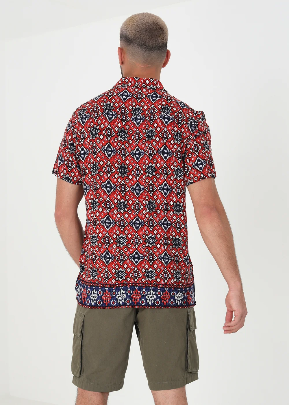 Brave Soul Red Revere Collar Print Shirt - S Image 2