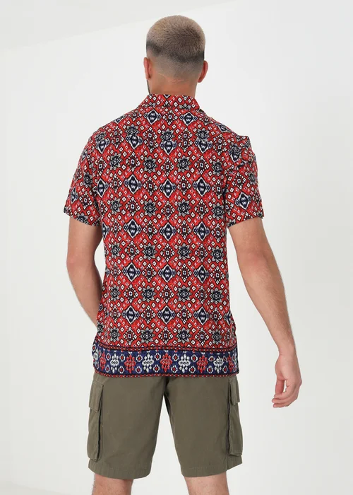 Brave Soul Red Revere Collar Print Shirt - S Image 2