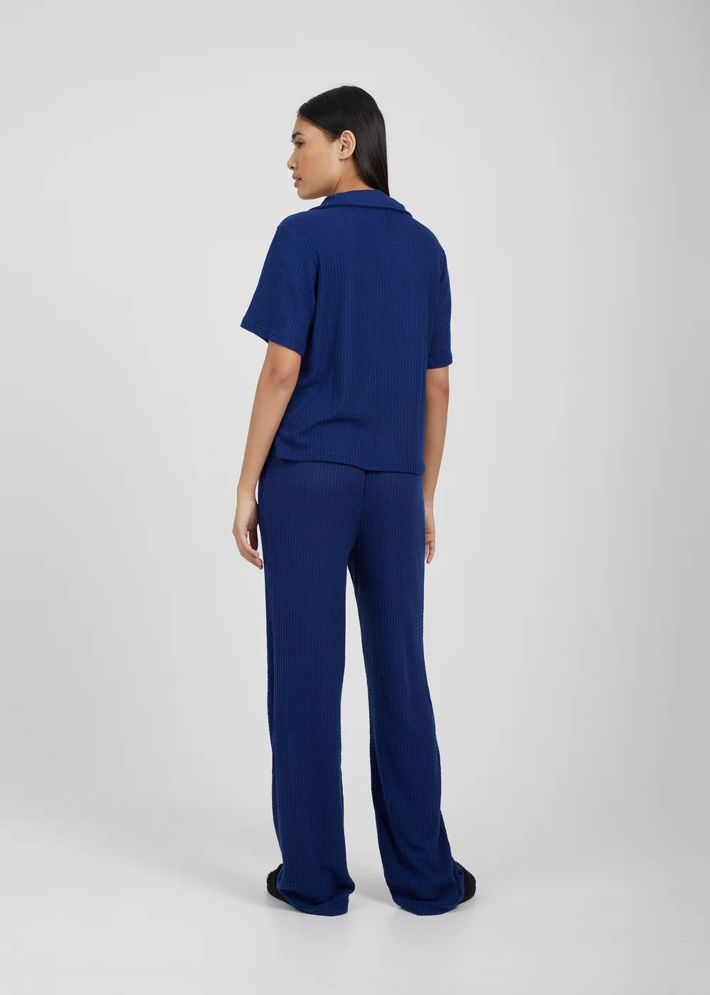 Brave Soul Navy Waffle Button Shirt & Trouser Co Ord - Extra small Image 2
