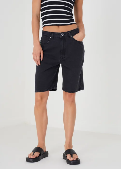 Brave Soul Black Longline Denim Shorts - 8 Image 1
