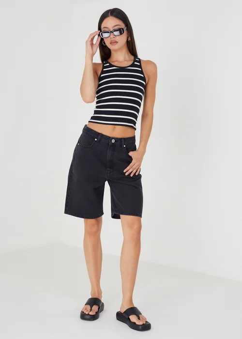 Brave Soul Black Longline Denim Shorts - 8 Image 3