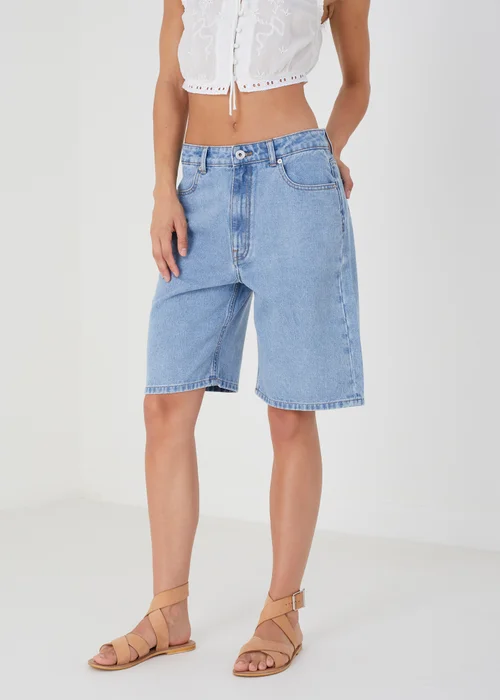 Brave Soul Blue Longline Denim Shorts - 8 Image 1