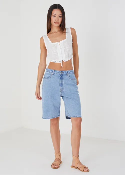 Brave Soul Blue Longline Denim Shorts - 8 Image 3