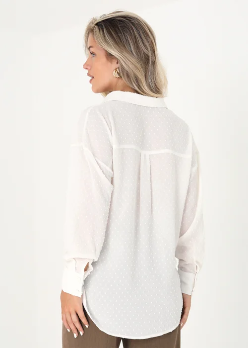 Brave Soul Cream Long Sleeve Dobby Chiffon Shirt - XS Image 2