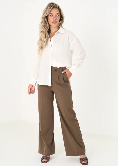 Brave Soul Cream Long Sleeve Dobby Chiffon Shirt - XS Image 3