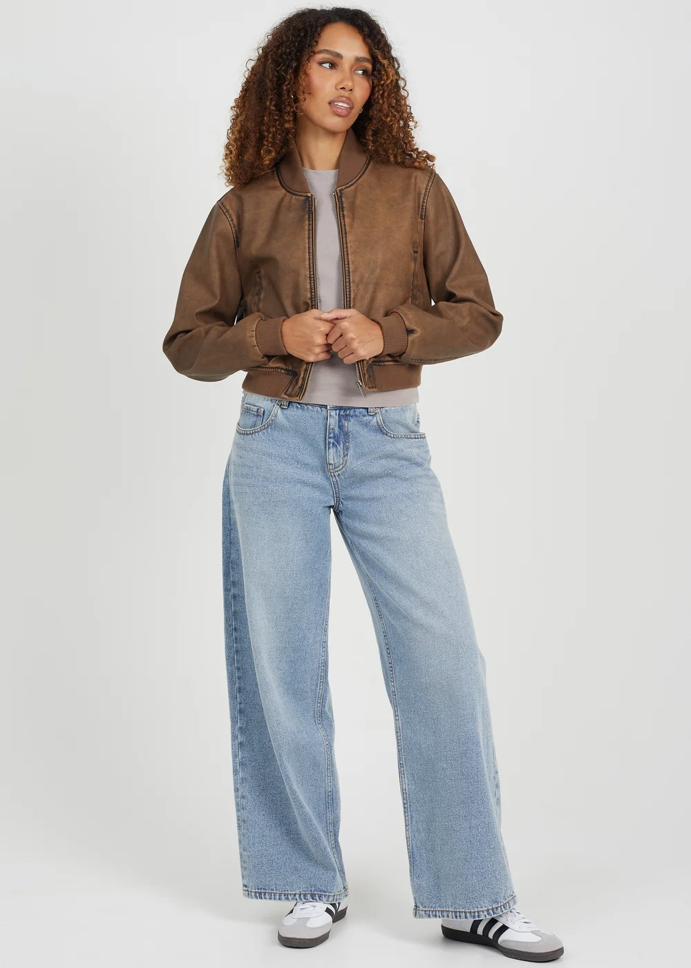 Brave Soul Brown Vintage PU Cropped Bomber Jacket - 8 Image 3