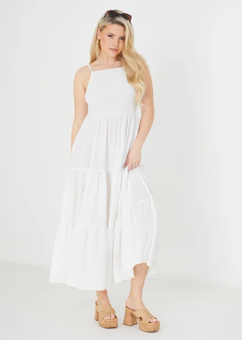 Brave Soul White Tiered Maxi Dress - XS Image 1