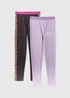 Girls 2 Pack Multicoloured Leggings - Age 7 Years Image 1