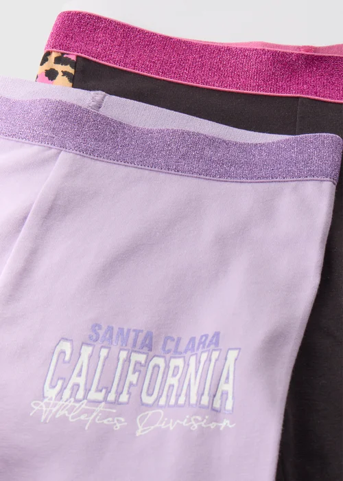 Girls 2 Pack Multicoloured Leggings - Age 7 Years Image 2