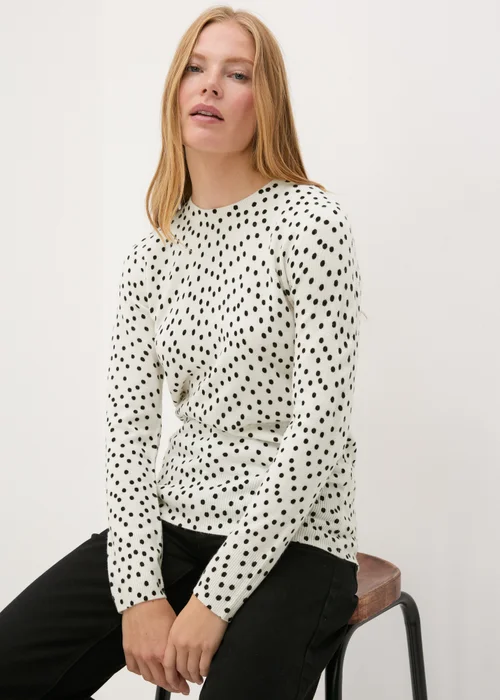 Cream Spot Print Long Sleeve Top - 8 Image 1