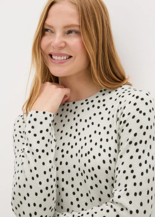 Cream Spot Print Long Sleeve Top - 8 Image 3