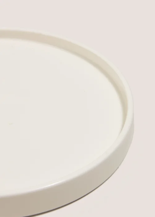 White Round Candle Plate Image 2