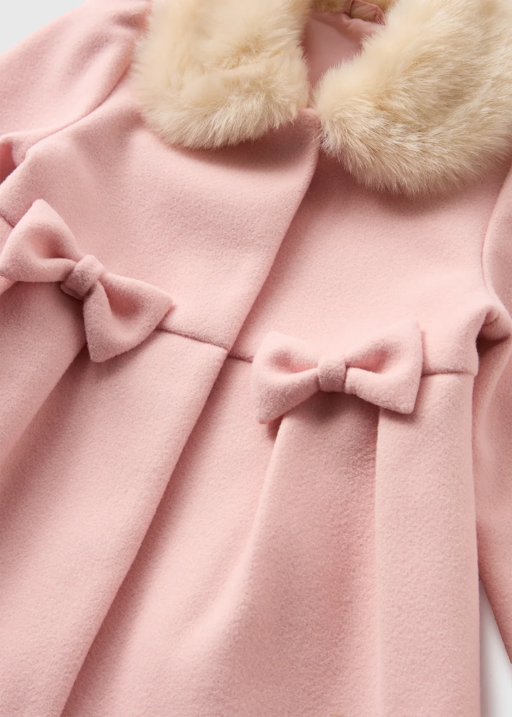 Girls Pink Faux Fur Collar Traditional Coat (1-7yrs) - 1-1.5 Yrs Image 2
