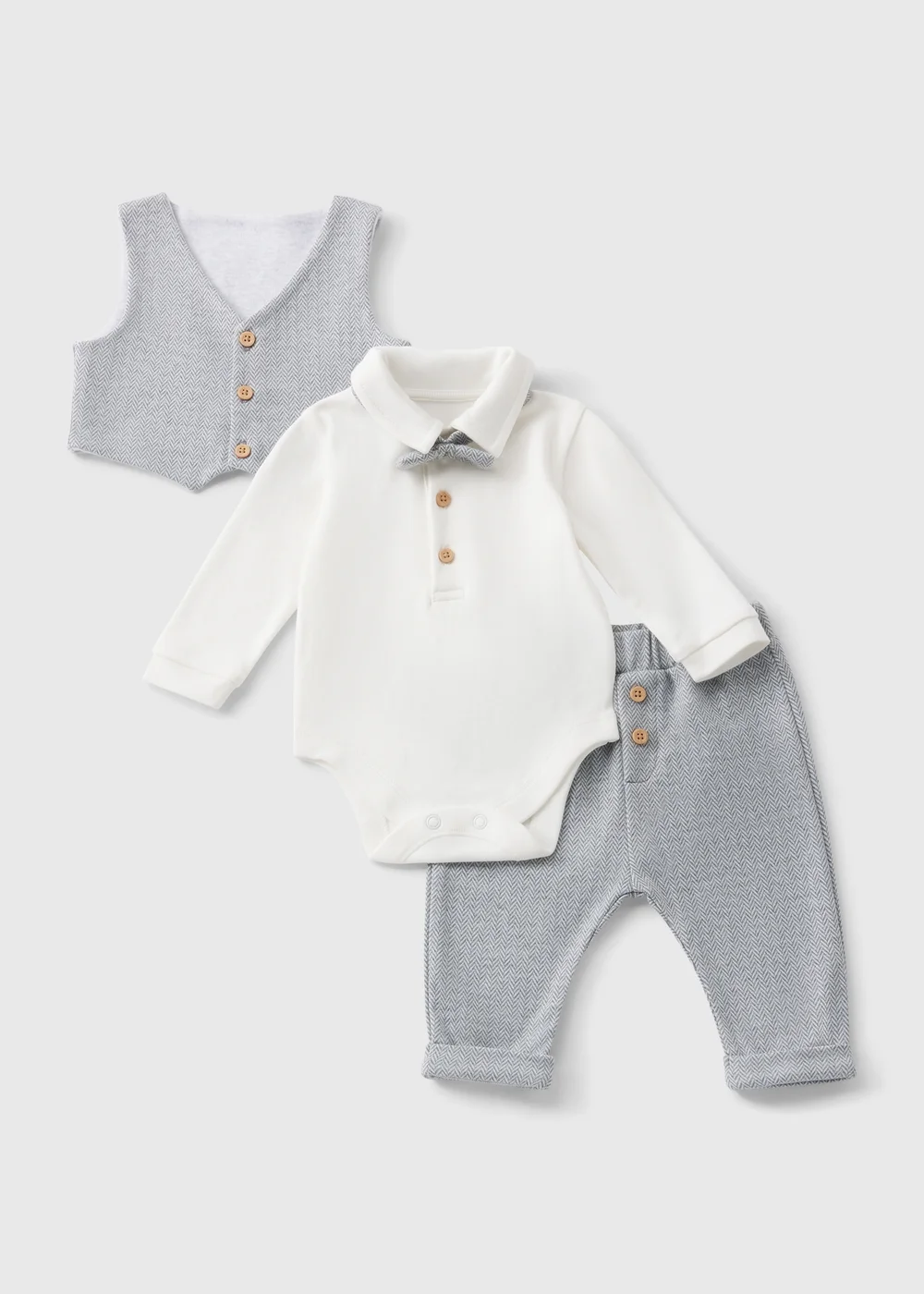 Boys Herringbone Smart Top & Trousers Set (Newborn-23mths) - Age 0 - 3 Months Image 1