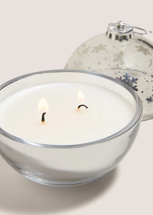 Wondrous Silver Snowflake Bauble Candle (11cm x 11cm x 12cm) Image 2