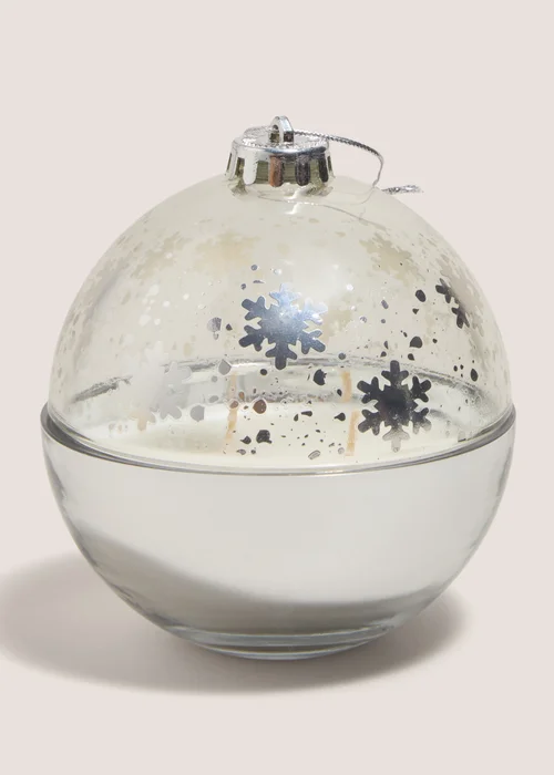 Wondrous Silver Snowflake Bauble Candle (11cm x 11cm x 12cm) Image 1