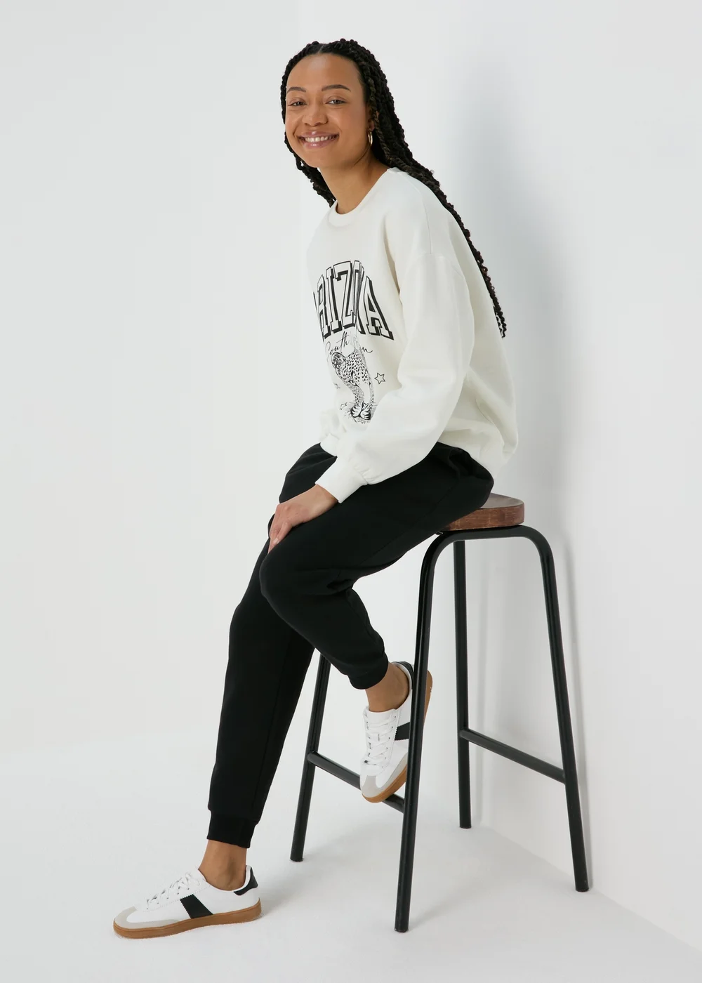 Cream Leopard Graphic Sweatshirt - S Image 4