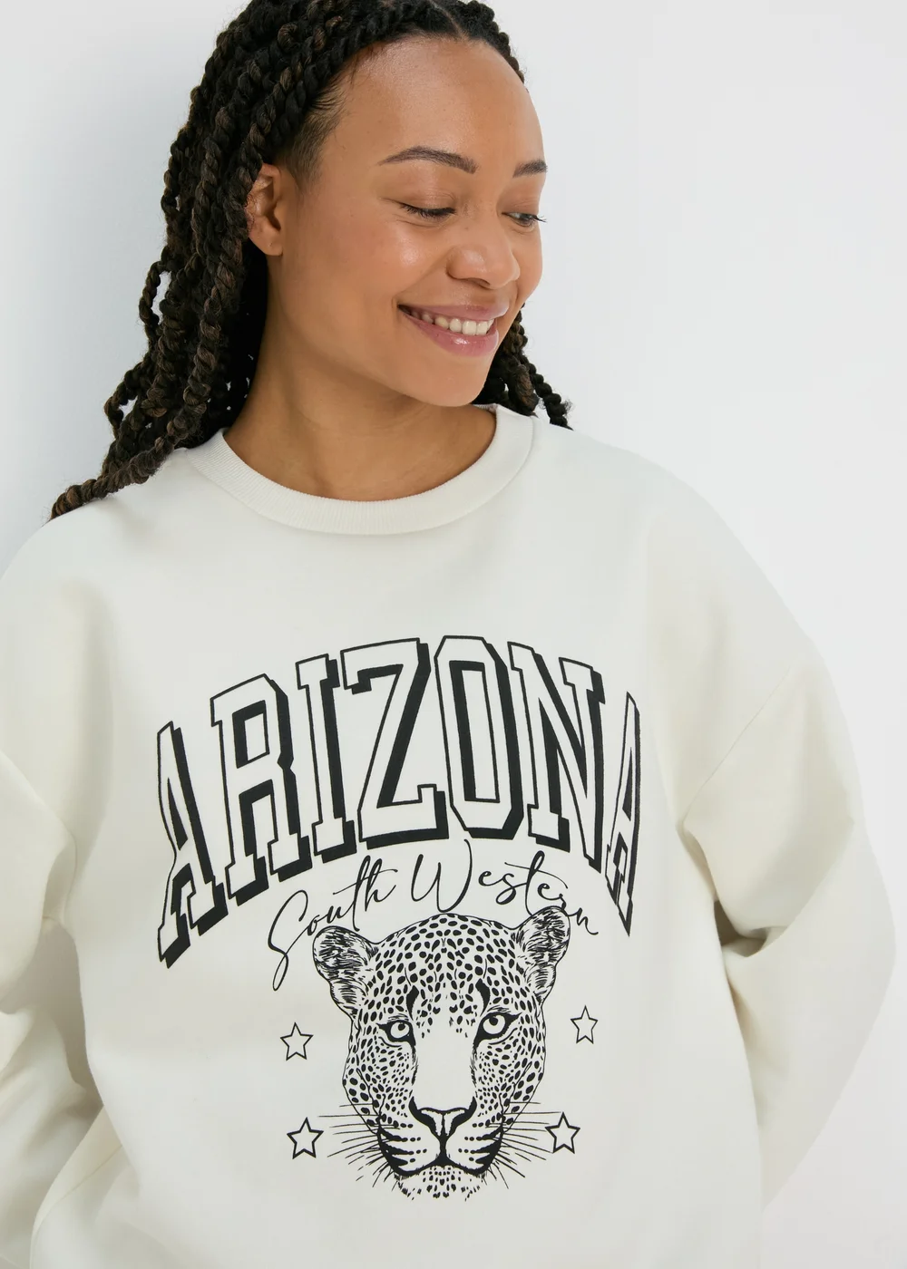 Cream Leopard Graphic Sweatshirt - S Image 3
