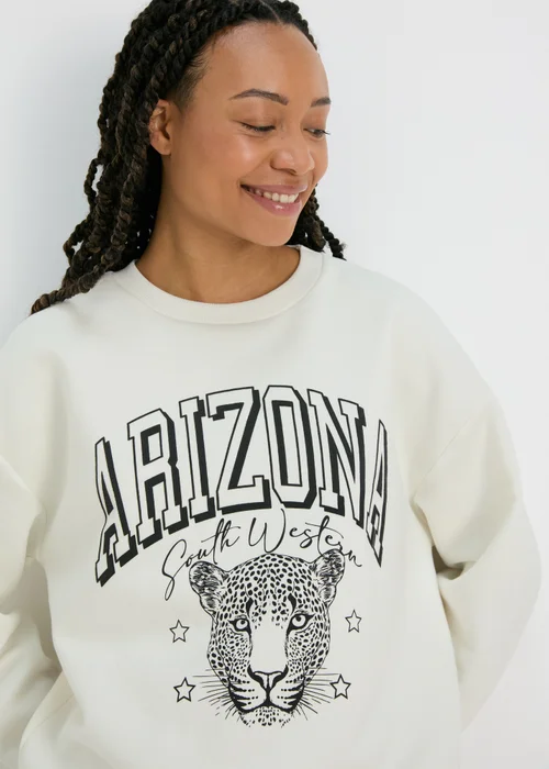 Cream Leopard Graphic Sweatshirt - S Image 3