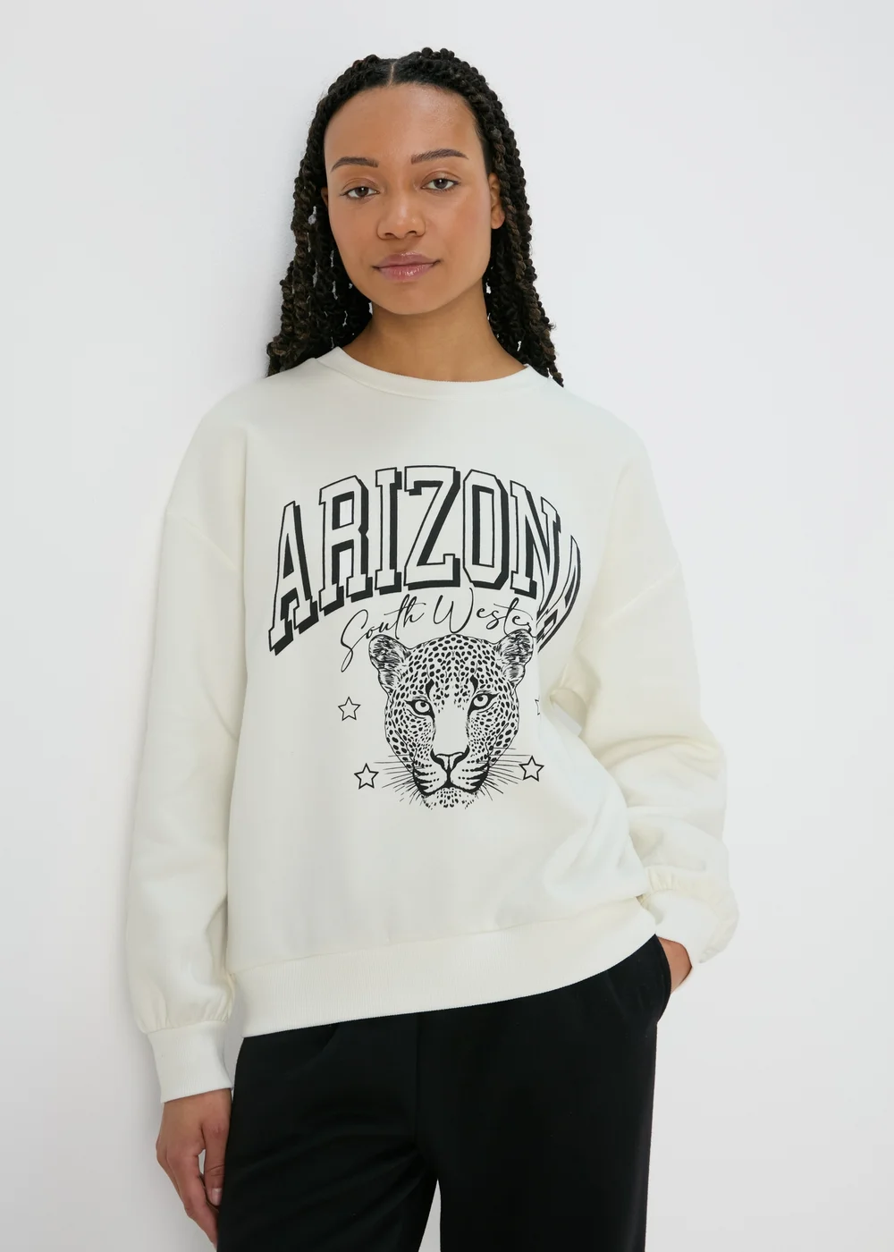 Cream Leopard Graphic Sweatshirt - S Image 1