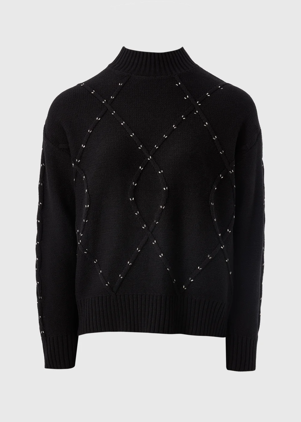 Black Embroidered Cable Knit Jumper - XS Image 4