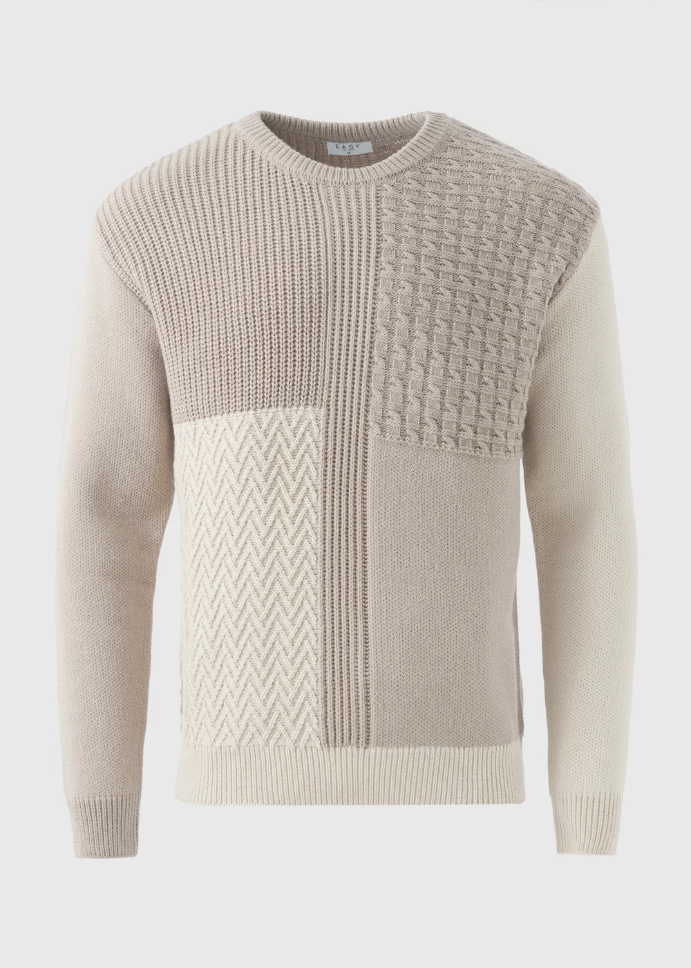 Taupe Patchwork Cable Jumper - S Image 4