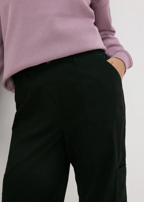 Black Poplin Crop Leg Trousers - 8 Image 4