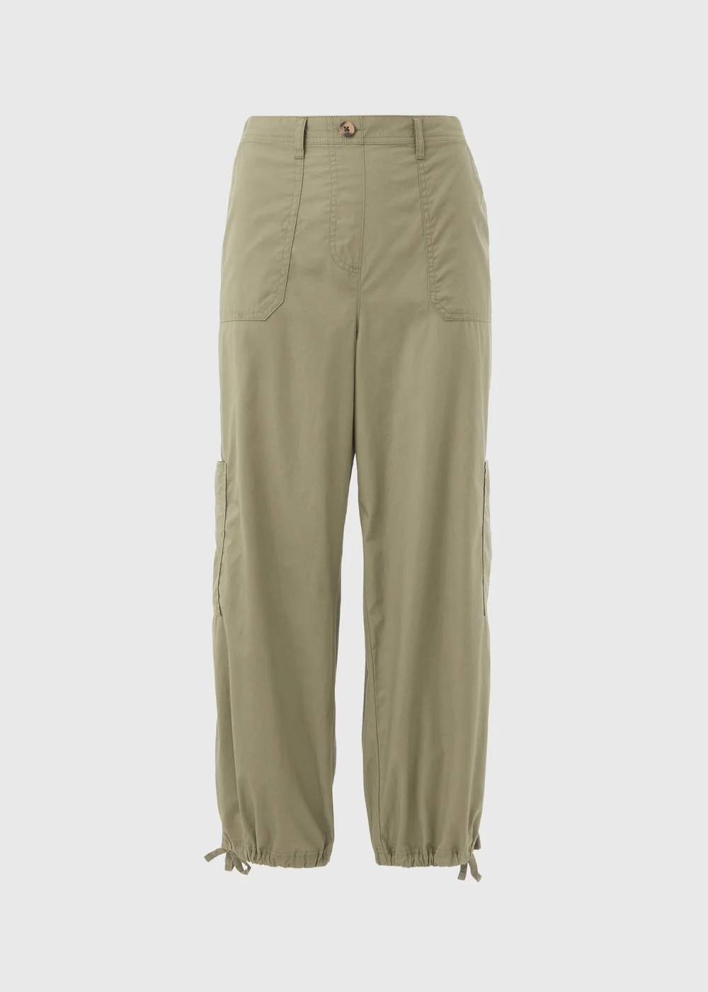 Khaki Poplin Crop Leg Trousers - 8 Image 5