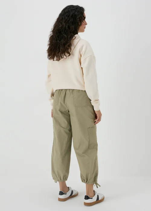 Khaki Poplin Crop Leg Trousers - 8 Image 2