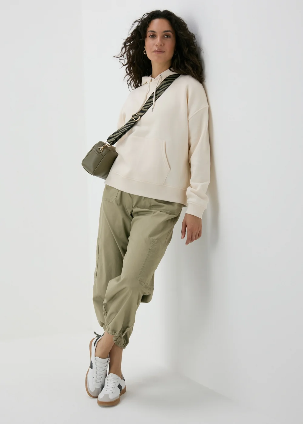 Khaki Poplin Crop Leg Trousers - 8 Image 4