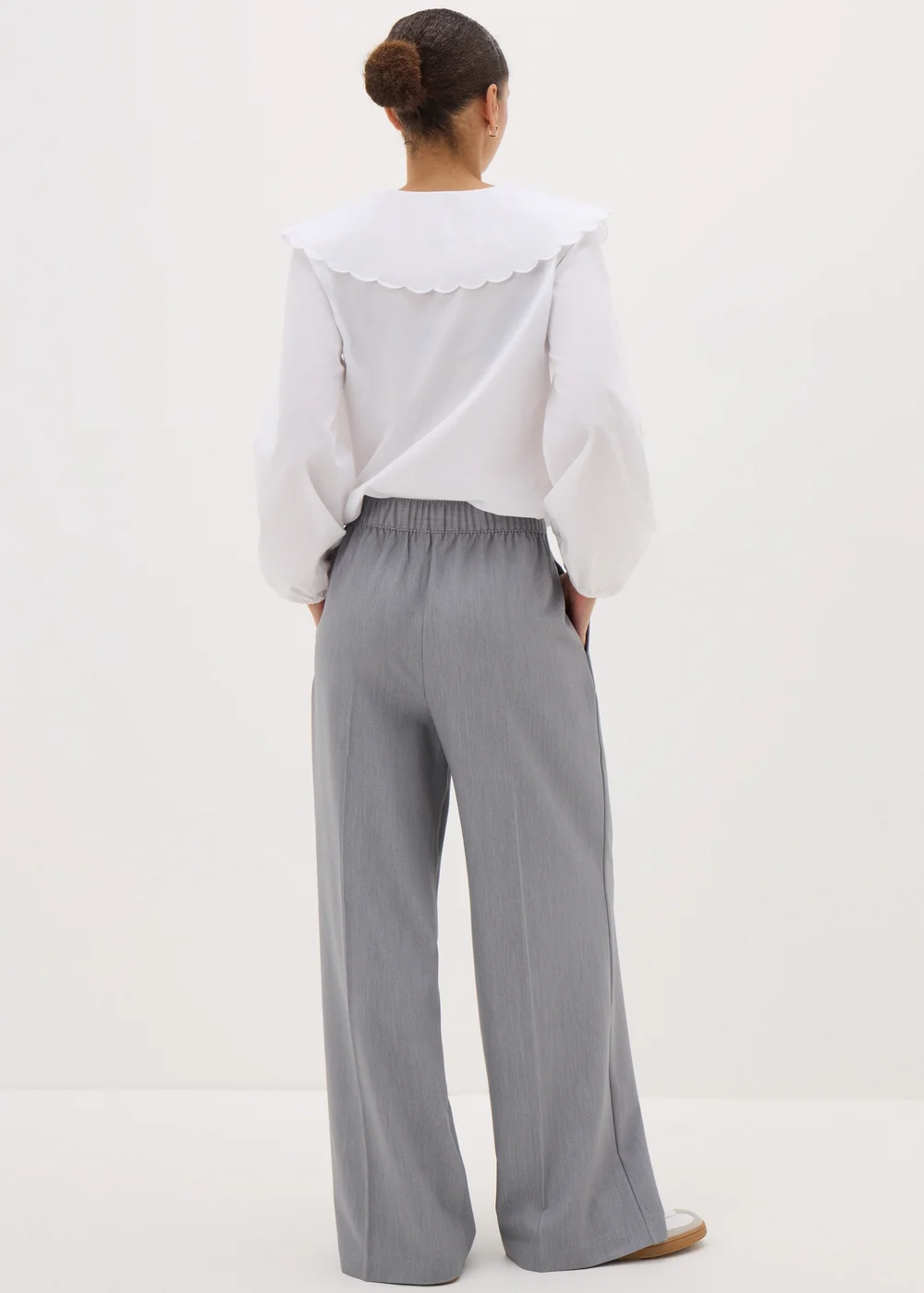 Grey Woven Wide Leg Trousers - 8 Image 2