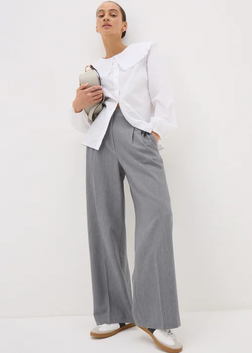 Grey Woven Wide Leg Trousers - 8 Image 1