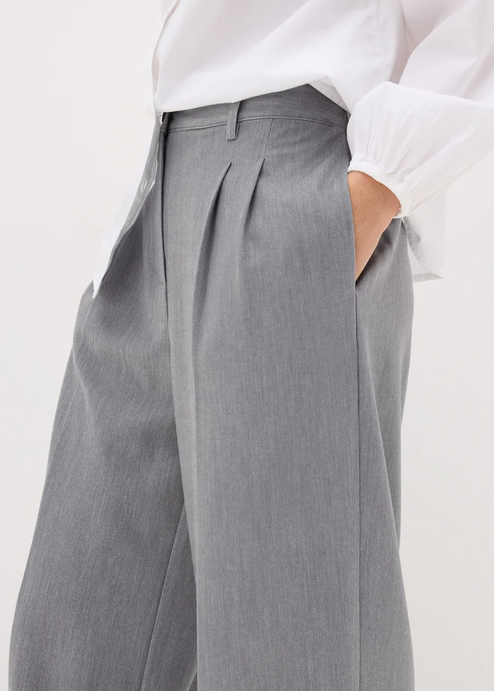 Grey Woven Wide Leg Trousers - 8 Image 3