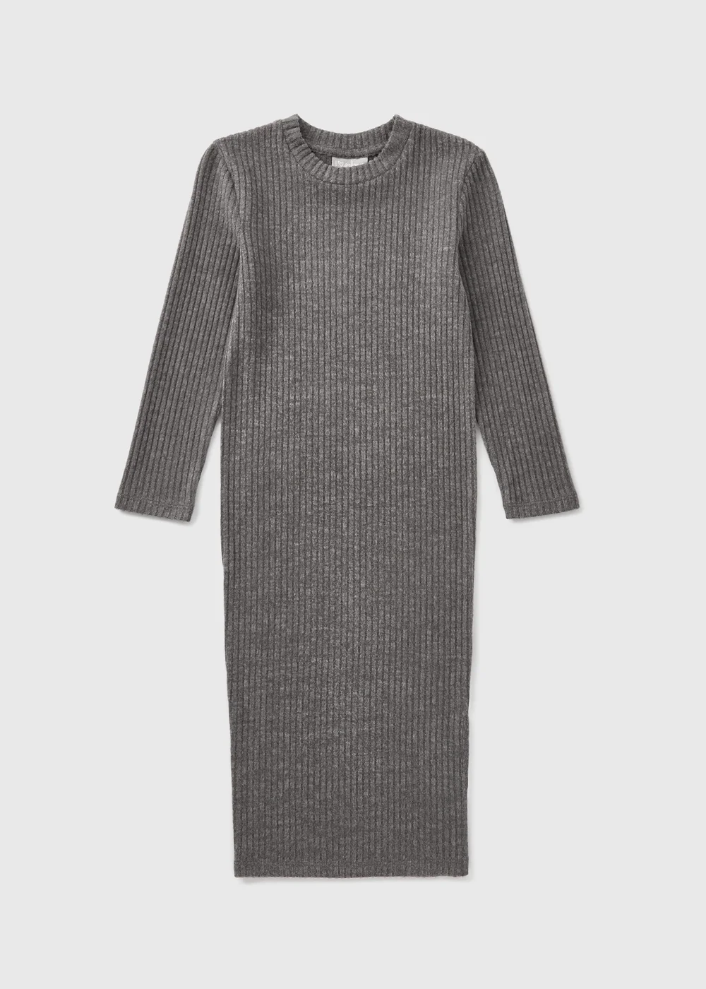 Girls Grey Brushed Ribbed Dress (7-15yrs) - Age 7 Years Image 1