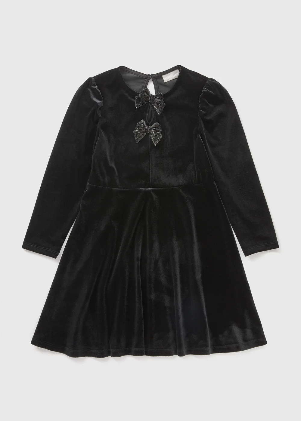 Girls Black Velvet Bow Dress (7-15yrs) - Age 7 Years Image 1