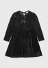 Girls Black Velvet Bow Dress (7-15yrs) - Age 7 Years Image 1