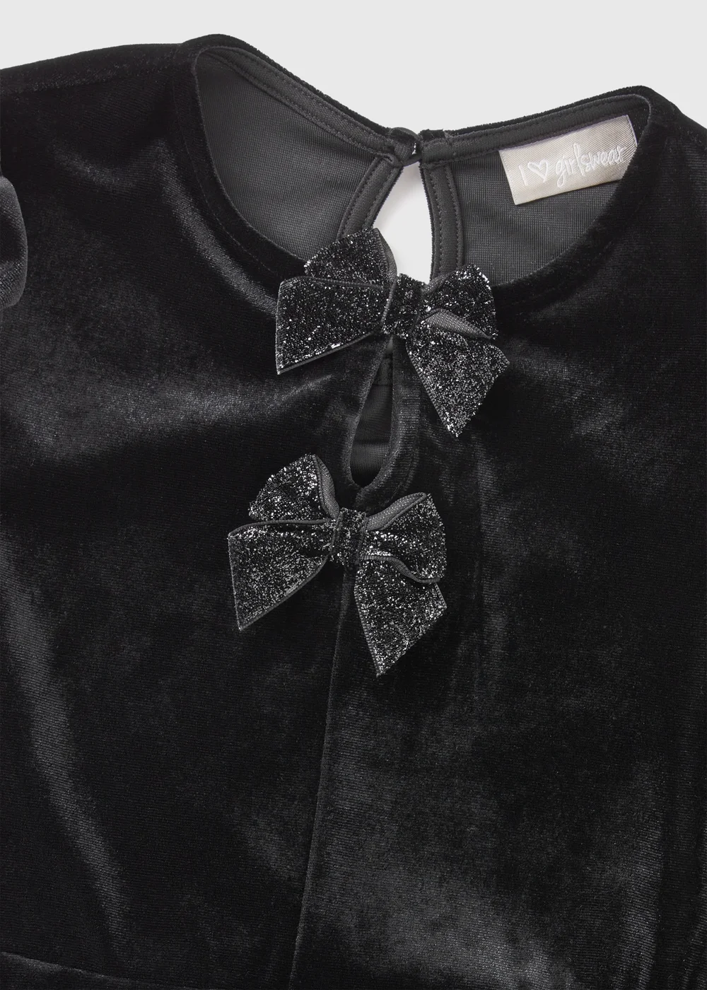 Girls Black Velvet Bow Dress (7-15yrs) - Age 7 Years Image 2