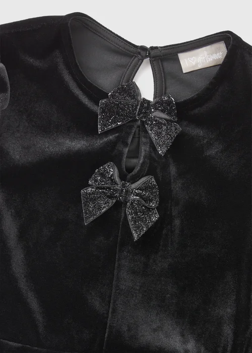 Girls Black Velvet Bow Dress (7-15yrs) - Age 7 Years Image 2