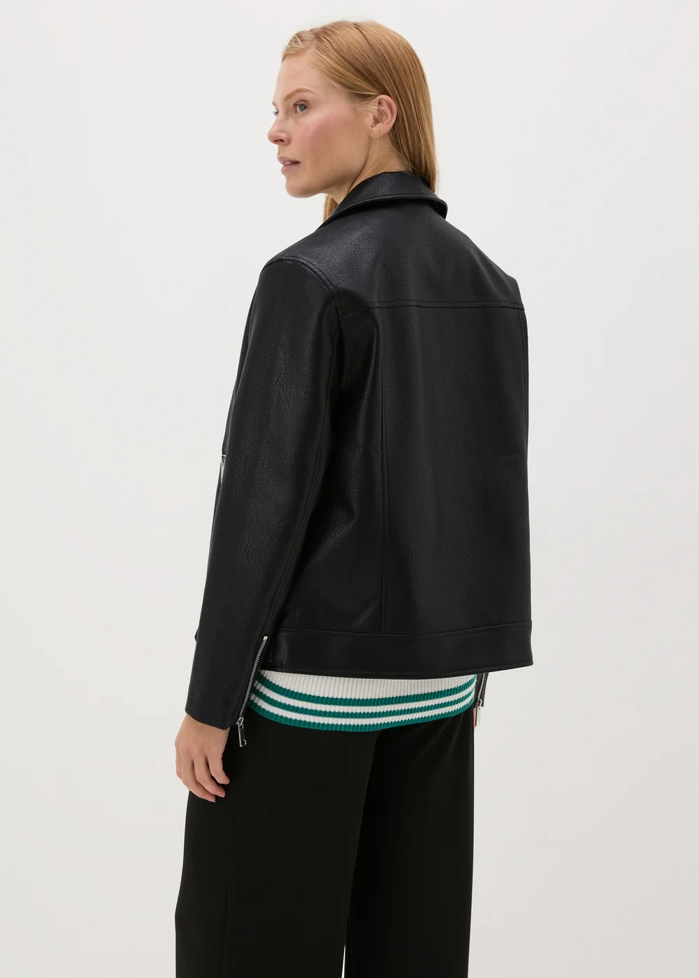 Black Faux Leather Biker Jacket - 8 Image 2