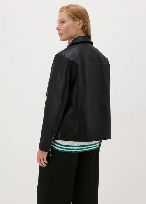 Black Faux Leather Biker Jacket - 8 Image 2